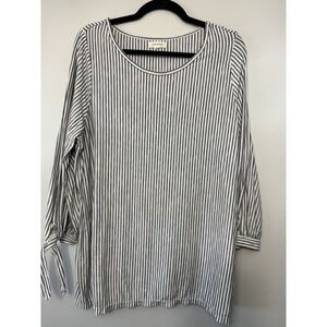 Max Studio Plus Size Black Pinstripe Tunic With Tied Sleeve Cuffs Size 2X